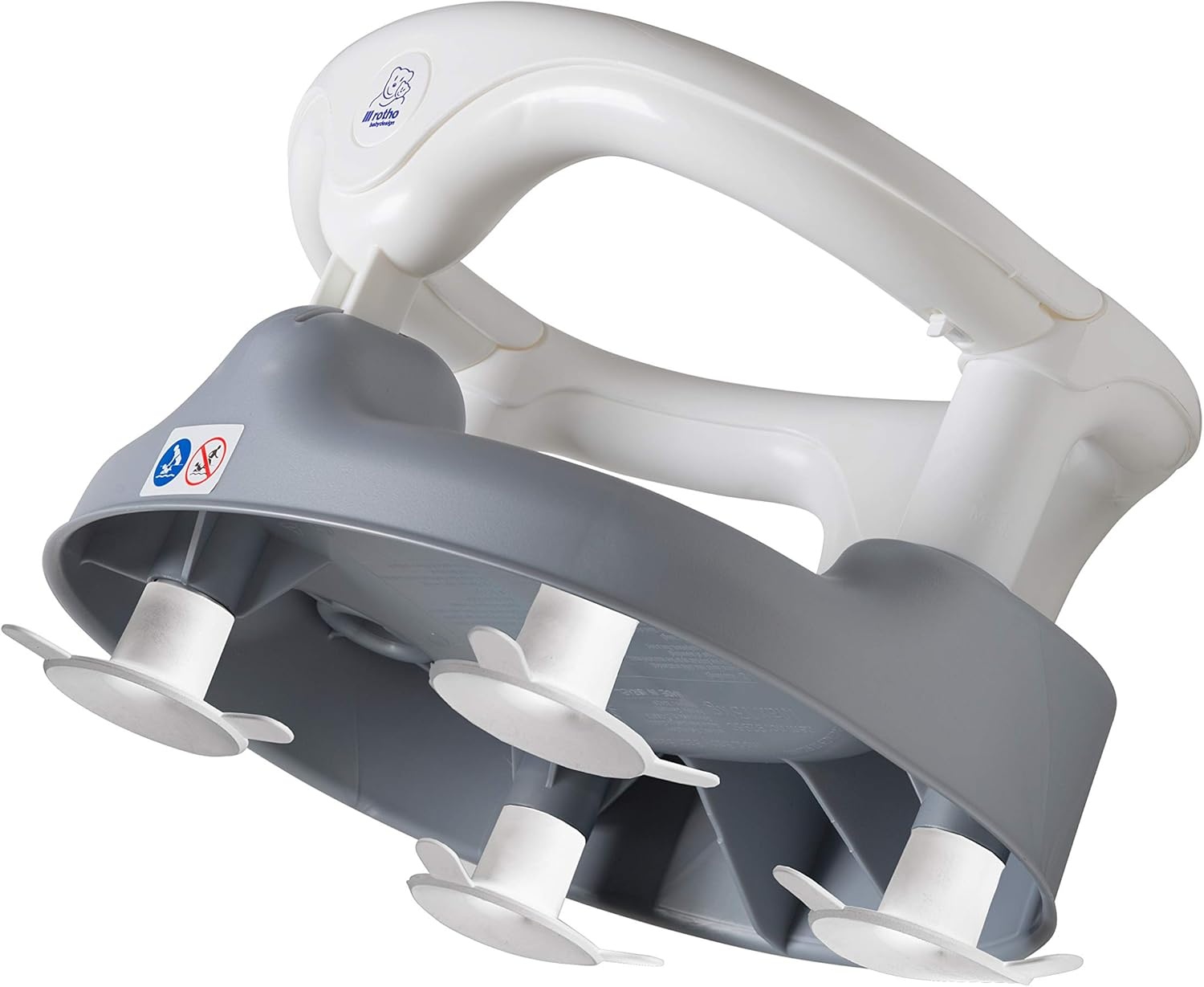 Rotho Babydesign Badzitje, met scharnierende ring en kinderveiligheidsslot, 7-16 maanden, tot 13 kg, BPA-, 35 x 31,3 x 22 cm, parelzilver/wit