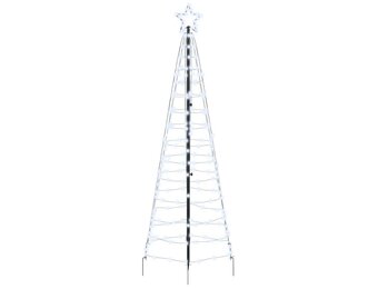 vidaXL LED Kerstboom met 390 LED met grondpennen Koudwit 250 cm IJzer