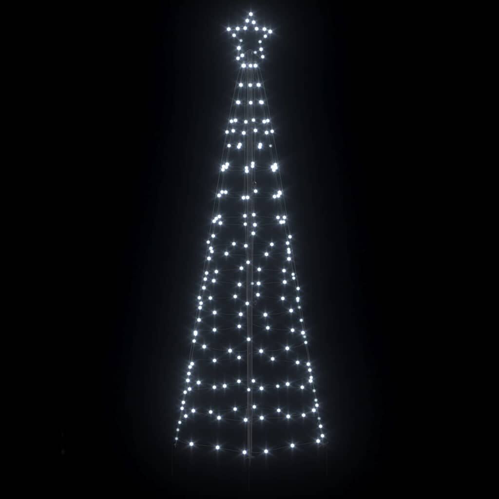 vidaXL LED Kerstboom met 390 LED met grondpennen Koudwit 250 cm IJzer