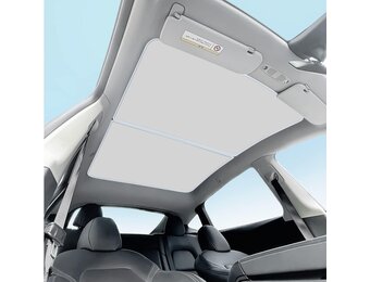 Zonnescherm voor Tesla Model Y – Verduisterend, UV-beschermend & Houdt interieur koel – Beige