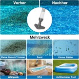 3-in-1 Zwembadstofzuiger Grijs met Verstelbare Handgreep, Draadloos & Oplaadbaar voor Spas en Kleine Zwembaden