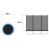 Trampoline net 305 cm - buitenrand - 6 palen - 10Ft - veiligheidsnet