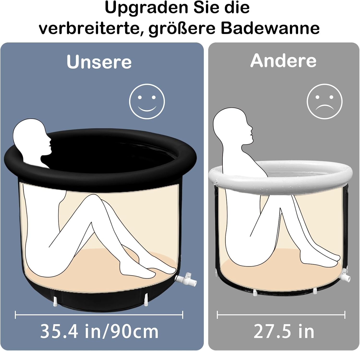 B&Y Opvouwbaar IJsbad 90 cm Zwart - Relax en Herstel