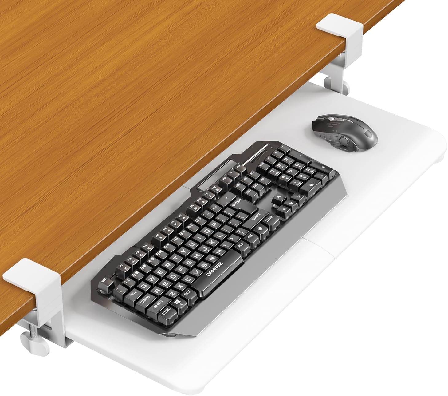 ERGOMAKER Bureau Lade voor Toetsenbord en Muis (65x30cm, wit) - Uitschuifbaar met C-klemmen