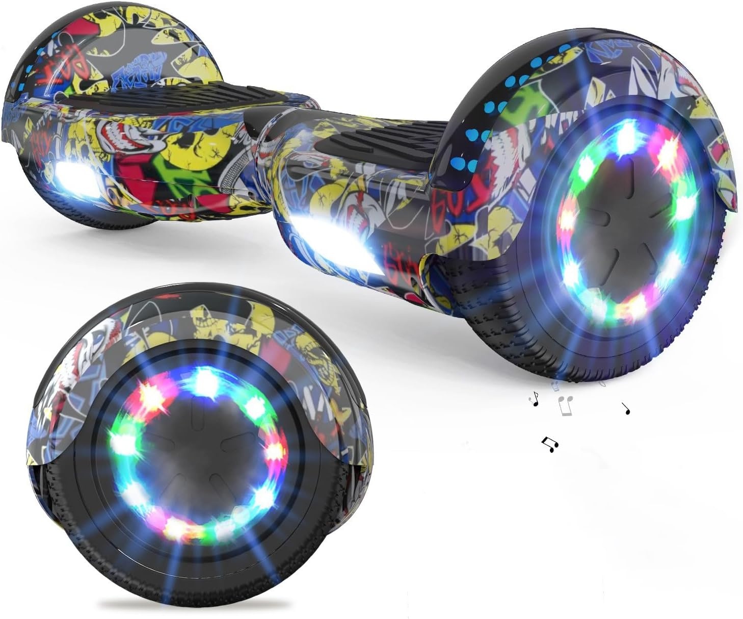 VOUUK Hoverboard, 6.5 inch tweewielig zweefplank met Bluetooth-luidspreker en LED-lichten, geschikt voor zowel kinderen als volwassenen. (HIP)