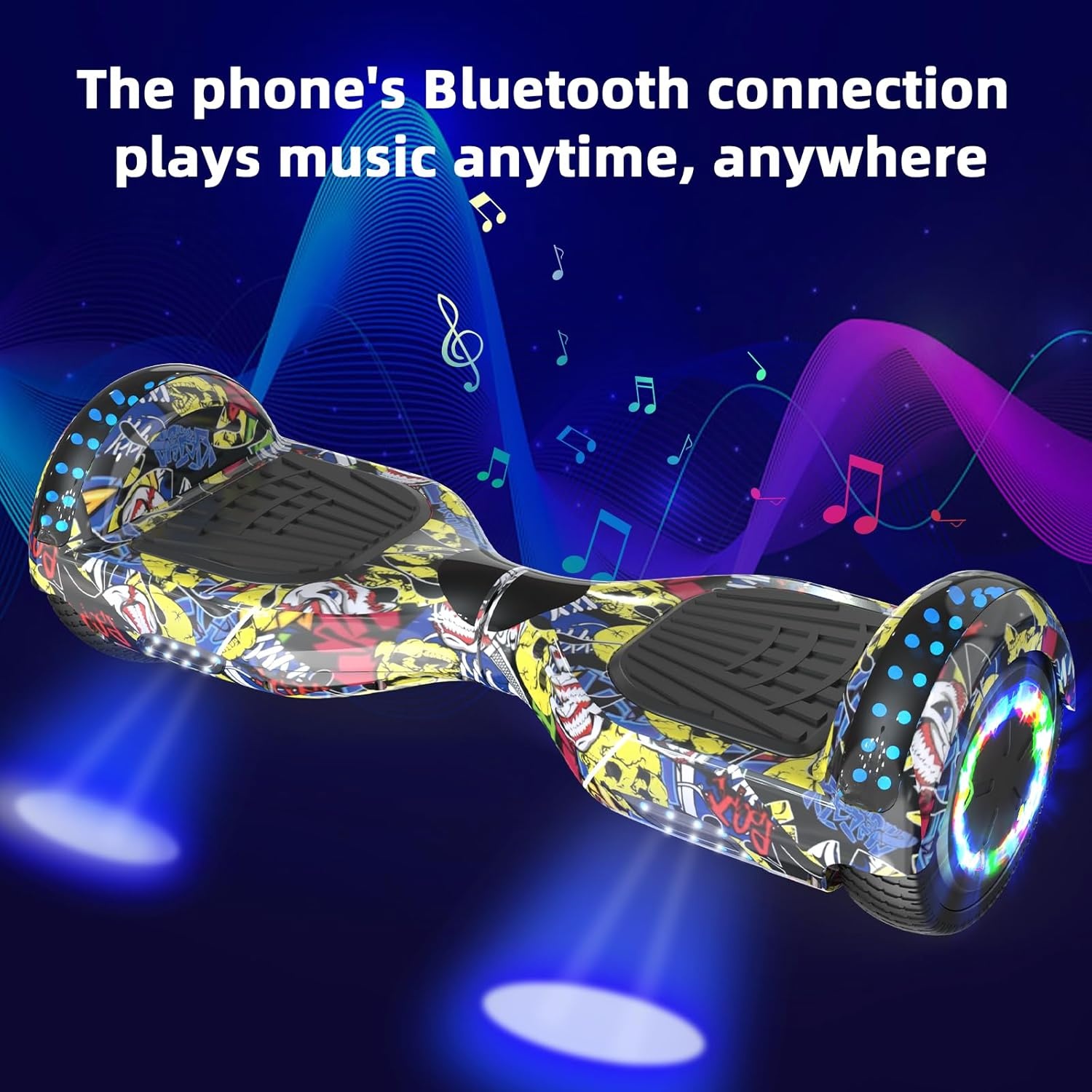 VOUUK Hoverboard, 6.5 inch tweewielig zweefplank met Bluetooth-luidspreker en LED-lichten, geschikt voor zowel kinderen als volwassenen. (HIP)