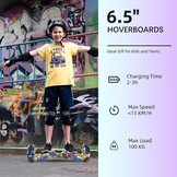 VOUUK Hoverboard, 6.5 inch tweewielig zweefplank met Bluetooth-luidspreker en LED-lichten, geschikt voor zowel kinderen als volwassenen. (HIP)