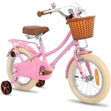 STITCH Manchi Kinderfiets 12 t/m 18 inch - Roze - met mand en zijwielen
