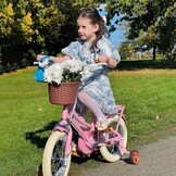 STITCH Manchi Kinderfiets 12 t/m 18 inch - Roze - met mand en zijwielen