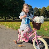STITCH Manchi Kinderfiets 12 t/m 18 inch - Roze - met mand en zijwielen