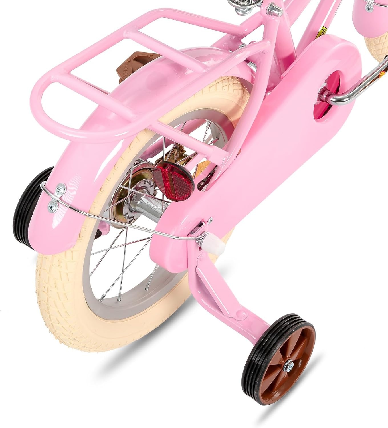 STITCH Manchi Kinderfiets 12 t/m 18 inch - Roze - met mand en zijwielen