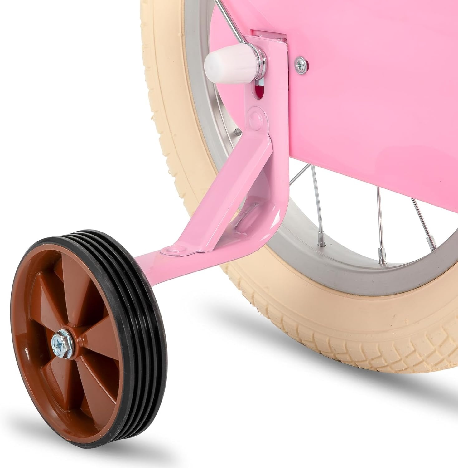STITCH Manchi Kinderfiets 12 t/m 18 inch - Roze - met mand en zijwielen