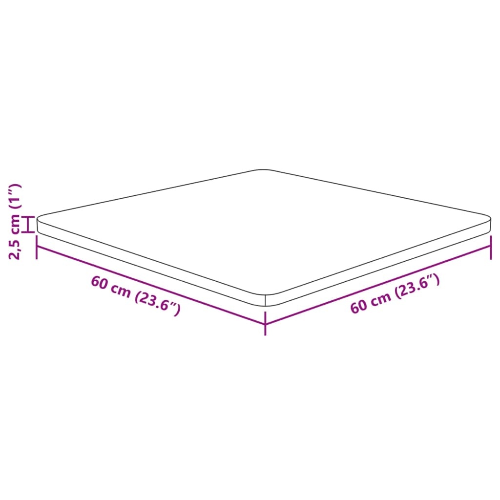 vidaXL Tafelblad vierkant 60x60x2,5cm behandeld eiken donkerbruin