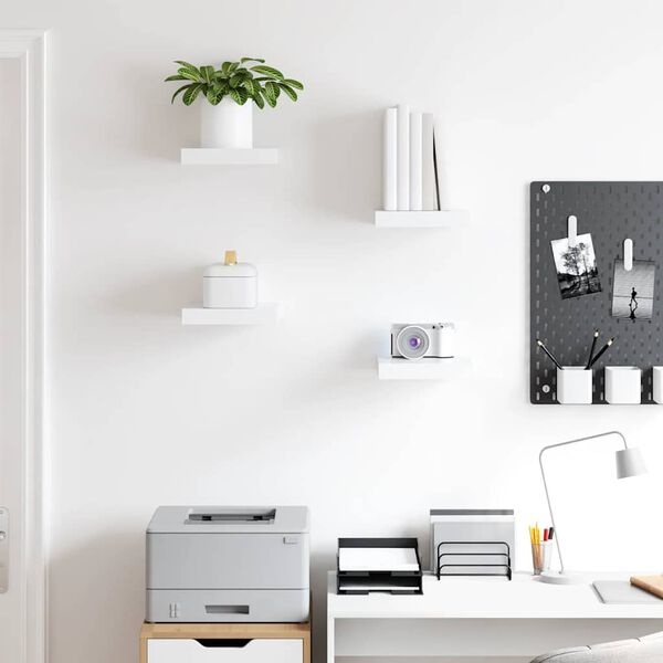 VidaXL Wandschappen Zwevend 4 Stuks - Wit - 59% Korting!