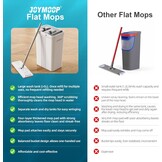 JOYMOOP Dweil Mop Set met Emmer en Wringer voor Thuis, Platte Vloer Mop en Emmersysteem, Moppen voor Vloerreiniging en Wandreiniger, met 3 Wasbare Microvezel Moppads
