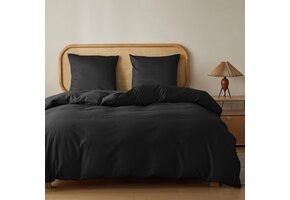 Dekbedovertrekset 155x220cm Zwart - 100% Katoen - 35% Korting!