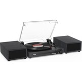 Udreamer platenspeler met Bluetooth 5.3, 2x 10W stereo speakers, 3 snelheden en USB, zwart