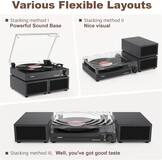 Udreamer platenspeler met Bluetooth 5.3, 2x 10W stereo speakers, 3 snelheden en USB, zwart
