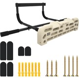 Hangboard voor rotsklimmen training met optrekstang, diverse grepen: kannen, knijpen, zakken, randen en hellingen