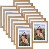 Set van 15 fotolijsten 13x18 cm met passe-partout, veelzijdige fotolijsten 15x20 cm zonder passe-partout, natuurlijke houtkleur fotolijst 13x18 cm voor wand- of tafelweergave