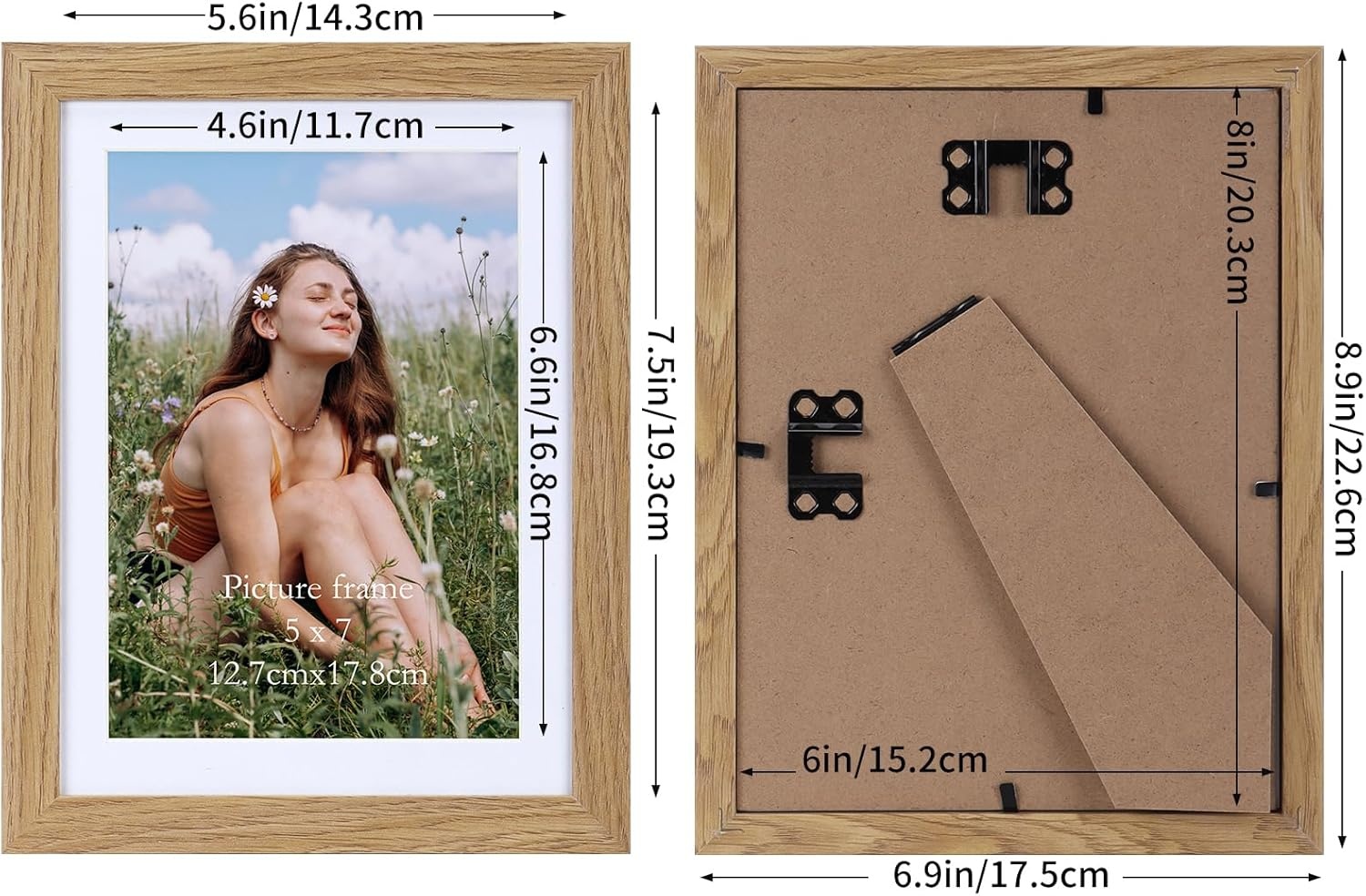 Set van 15 fotolijsten 13x18 cm met passe-partout, veelzijdige fotolijsten 15x20 cm zonder passe-partout, natuurlijke houtkleur fotolijst 13x18 cm voor wand- of tafelweergave
