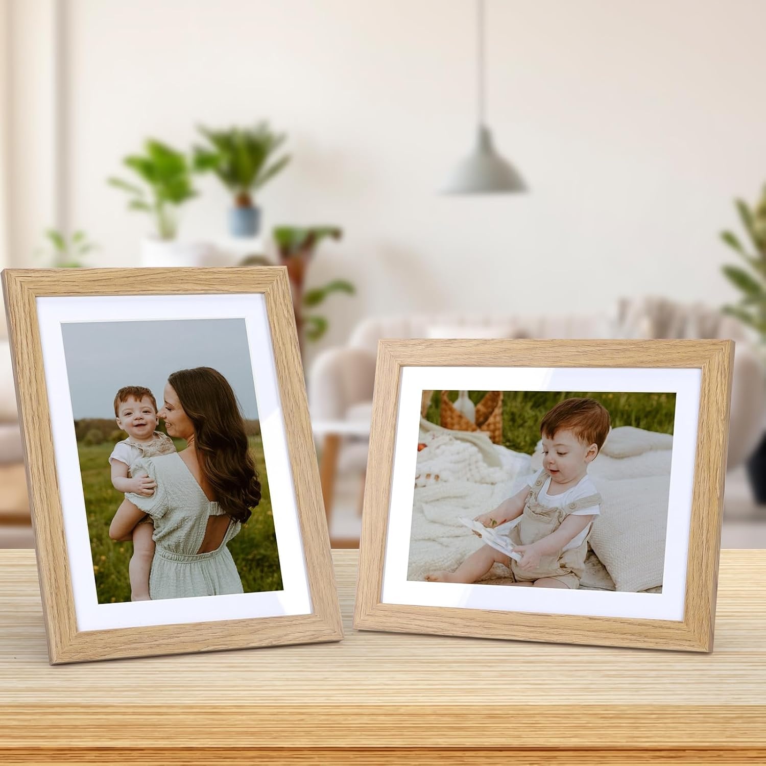 Set van 15 fotolijsten 13x18 cm met passe-partout, veelzijdige fotolijsten 15x20 cm zonder passe-partout, natuurlijke houtkleur fotolijst 13x18 cm voor wand- of tafelweergave