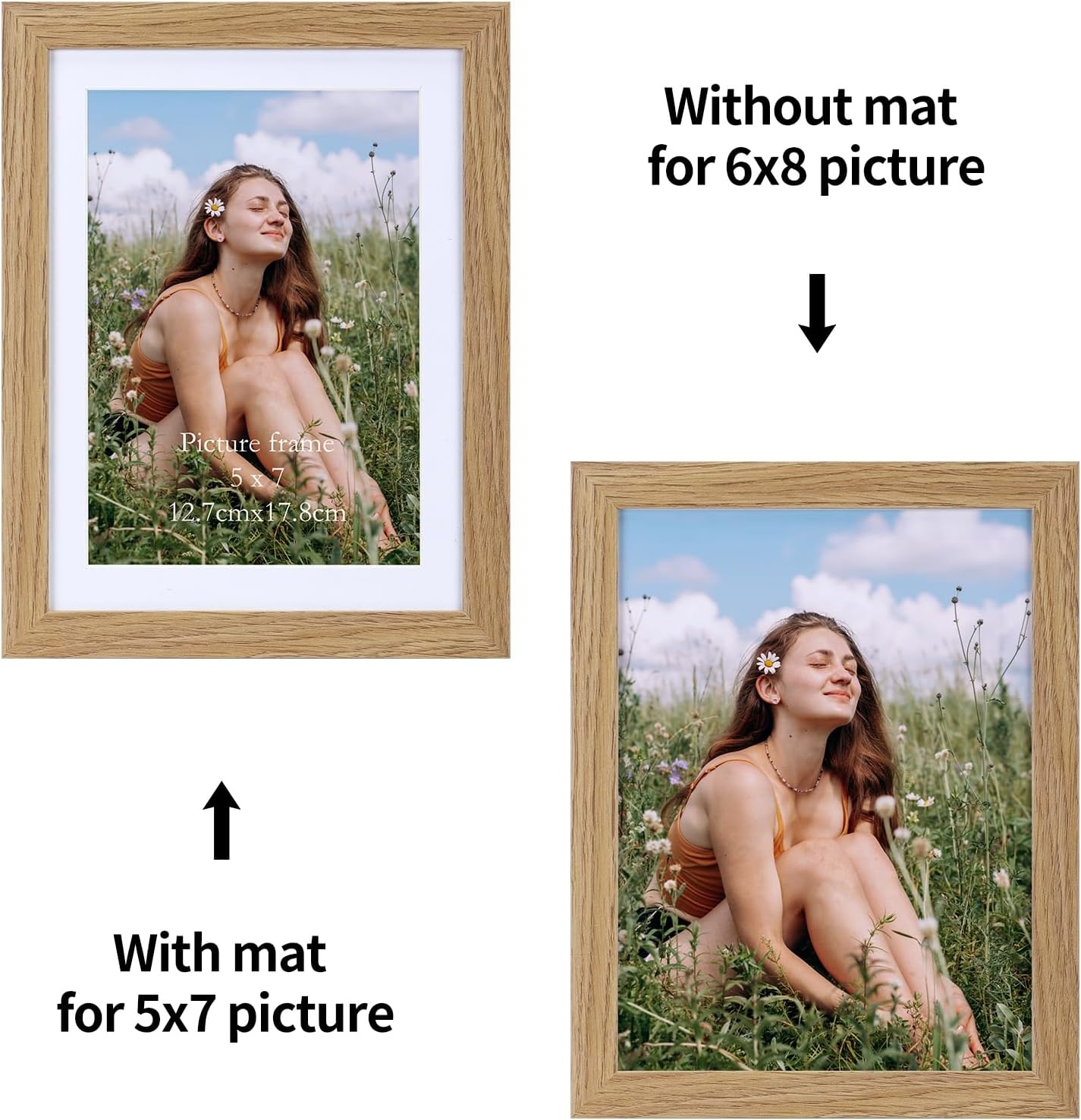 Set van 15 fotolijsten 13x18 cm met passe-partout, veelzijdige fotolijsten 15x20 cm zonder passe-partout, natuurlijke houtkleur fotolijst 13x18 cm voor wand- of tafelweergave