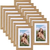Set van 15 fotolijsten 13x18 cm met passe-partout, veelzijdige fotolijsten 15x20 cm zonder passe-partout, natuurlijke houtkleur fotolijst 13x18 cm voor wand- of tafelweergave