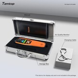 Binnenluchtkwaliteitsmeter voor PM2.5, PM10, CO2, HCHO, Temp & Vocht | Draagbaar met alarm, datalogging, kleurenscherm