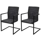 vidaXL Eetkamerstoelen Kunstleer Zwart (2 stuks) - 54% Korting!