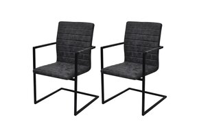 vidaXL Eetkamerstoelen Kunstleer Zwart - 58% Korting