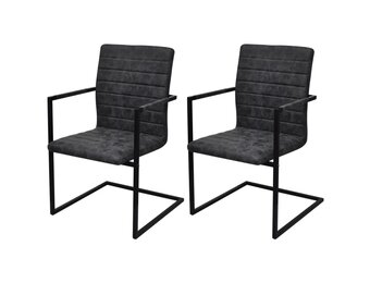 vidaXL Eetkamerstoelen Kunstleer Zwart (2 stuks) - 54% Korting!