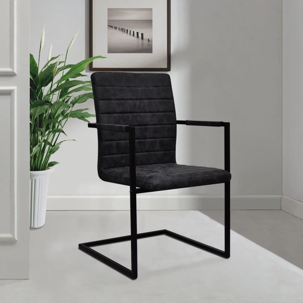 vidaXL Eetkamerstoelen Kunstleer Zwart (2 stuks) - 54% Korting!