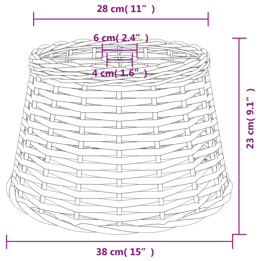 vidaXL Wicker Plafondlampenkap Ø38cm Bruin - 60% Korting