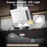 Afzuigkap 60 cm, TopStrong afzuigkap 60 cm recirculatie/afvoerlucht met 350 m³/h sterke zuigkracht, stille hoofdvrije kap 60 cm met LED, incl. actieve koolstoffilter, schuine kap wandkap, wit
