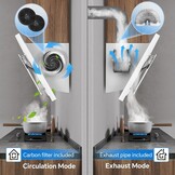 Afzuigkap 60 cm, TopStrong afzuigkap 60 cm recirculatie/afvoerlucht met 350 m³/h sterke zuigkracht, stille hoofdvrije kap 60 cm met LED, incl. actieve koolstoffilter, schuine kap wandkap, wit