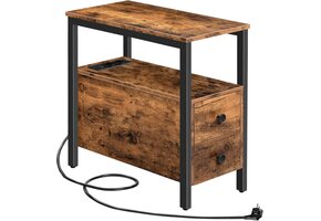 Bijzettafel met Laadstation & USB - Donkerbruin (29% Korting)