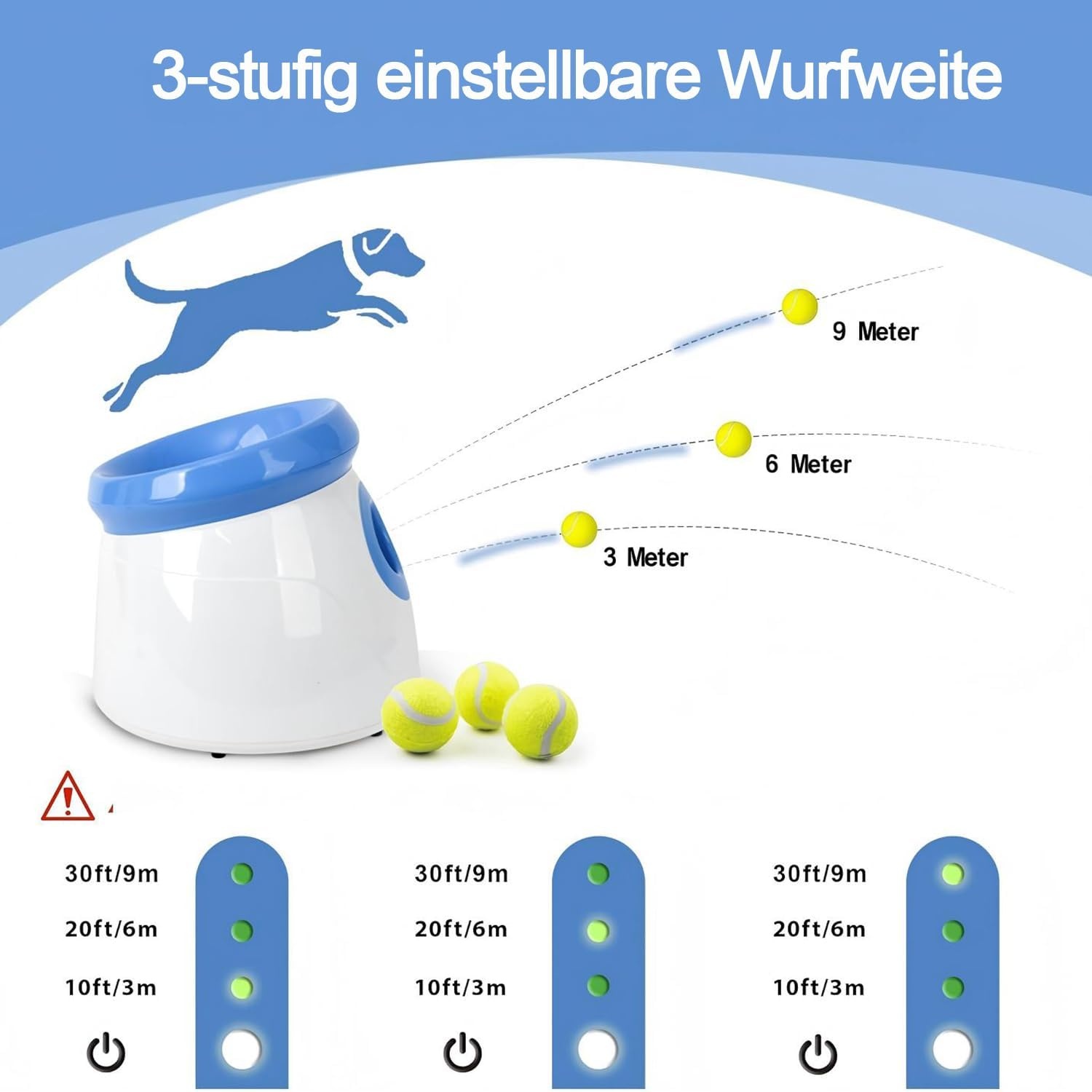 Pet Prime Automatische balwerper, hondenbal, interactieve balwerpmachine, 3 tennisballen inbegrepen, voor kleine honden, mini-stijl (wit)