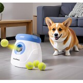 Pet Prime Automatische balwerper, hondenbal, interactieve balwerpmachine, 3 tennisballen inbegrepen, voor kleine honden, mini-stijl (wit)