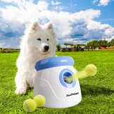 Pet Prime Automatische balwerper, hondenbal, interactieve balwerpmachine, 3 tennisballen inbegrepen, voor kleine honden, mini-stijl (wit)