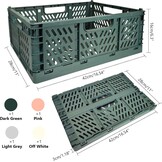 2 stuks klapkisten, kunststof stabiele vouwdozen, 42 x 28 x 16 cm, opvouwbare opbergmand, stapelbare klapkisten, set voor opslag, keuken, slaapkamer, werkkamer, kantoor, tuin (grijs + donkergroen)