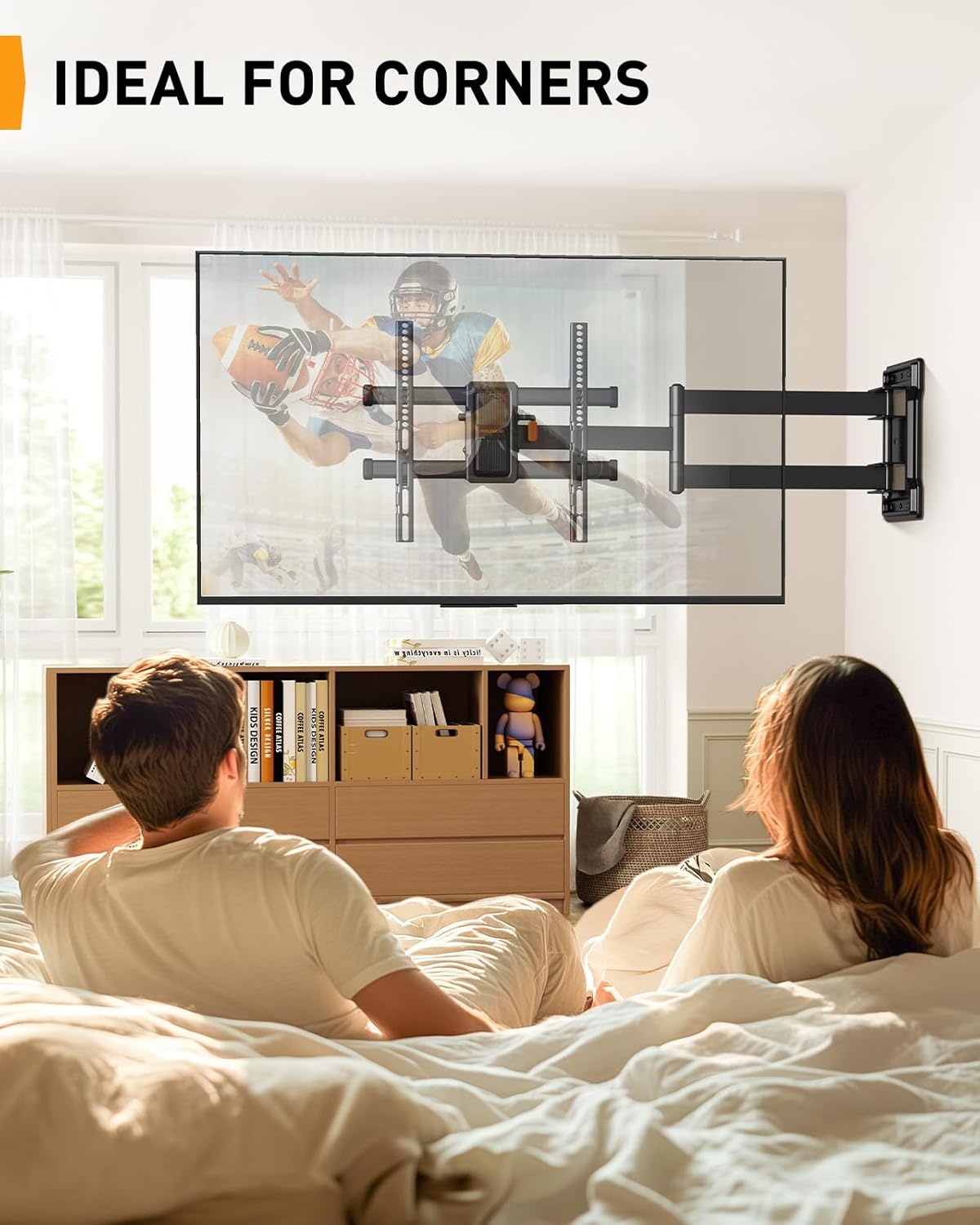 Perlegear TV Wandsteun 700 mm uitschuifbaar met 90° draaimogelijkheid voor 32-65 inch TV's tot 60 kg