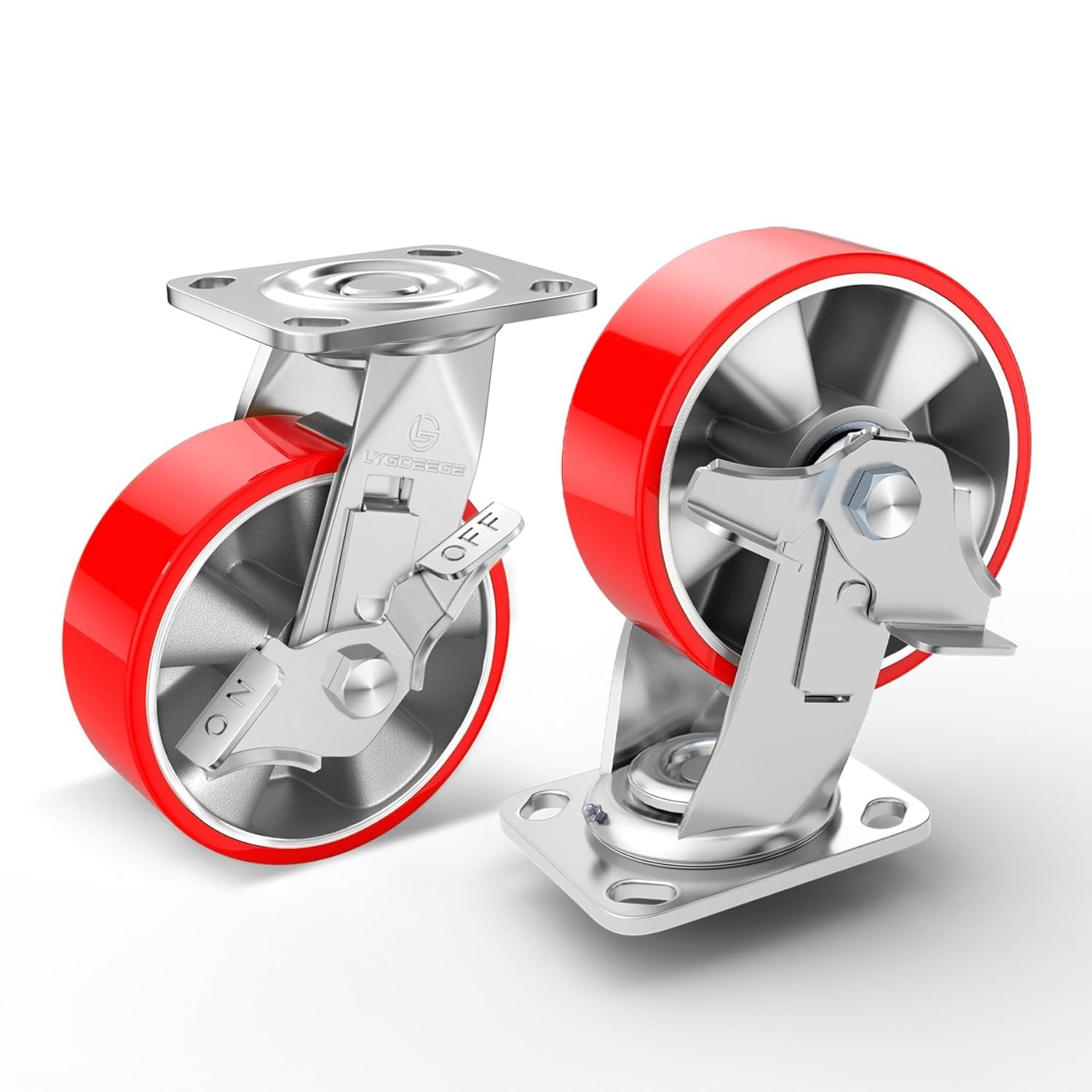 15 cm industriële kwaliteit bokwielen, 1100 kg draagvermogen, onderhoudsvrije extra zware aluminium kern polyurethaan wielen, geschikt voor doe-het-zelfprojecten, platte wagens en werkbanken.