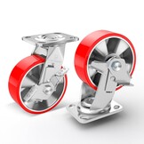 15 cm industriële kwaliteit bokwielen, 1100 kg draagvermogen, onderhoudsvrije extra zware aluminium kern polyurethaan wielen, geschikt voor doe-het-zelfprojecten, platte wagens en werkbanken.