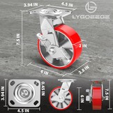 15 cm industriële kwaliteit bokwielen, 1100 kg draagvermogen, onderhoudsvrije extra zware aluminium kern polyurethaan wielen, geschikt voor doe-het-zelfprojecten, platte wagens en werkbanken.