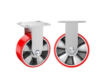 15 cm industriële kwaliteit bokwielen, 1100 kg draagvermogen, onderhoudsvrije extra zware aluminium kern polyurethaan wielen, geschikt voor doe-het-zelfprojecten, platte wagens en werkbanken.