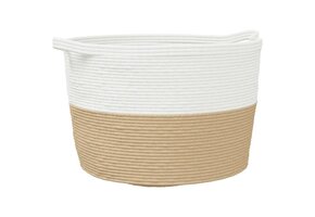 vidaXL Wasmand Katoen Beige/Wit - 45% Korting