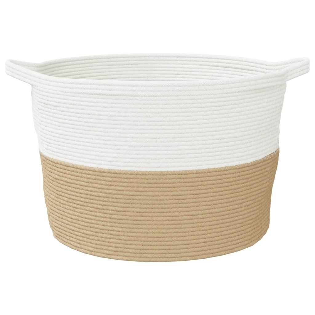 VidaXL Wasmand Katoen Beige/Wit - 40% Korting