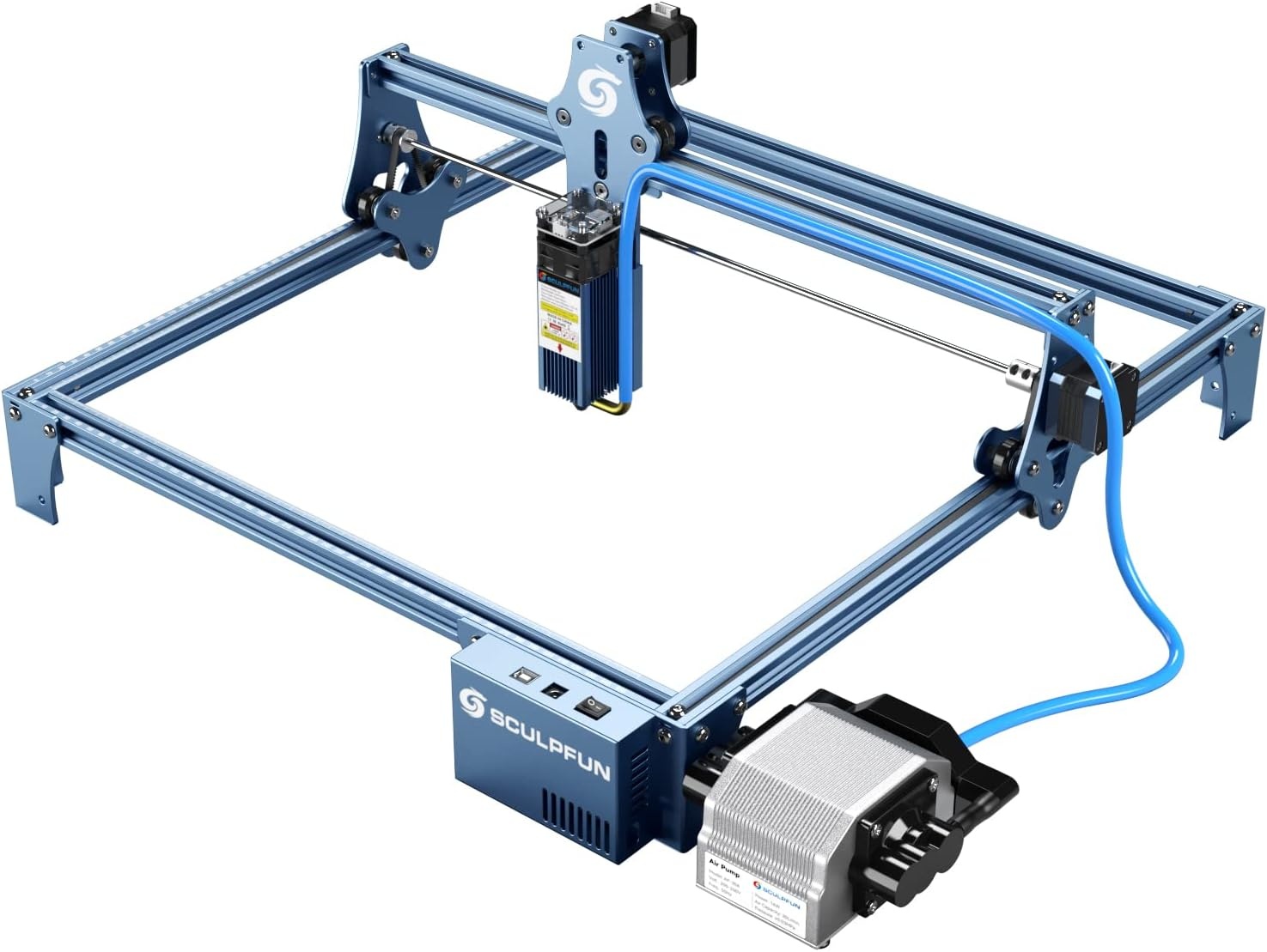 SCULPFUN S9 220V Air assist met air-assist nozzle set, 30L/min high-speed air assist past perfect bij lasermachines, sneller en schoner snijden, volledig metalen structuur