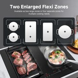 AMZCHEF Inductiekookplaat 60 cm met 2 flexzones, 4 zones, inductiekookplaat met stille werking, 9 standen en booster, BBQ-functie, pauzefunctie en warmhouden, 7400 W